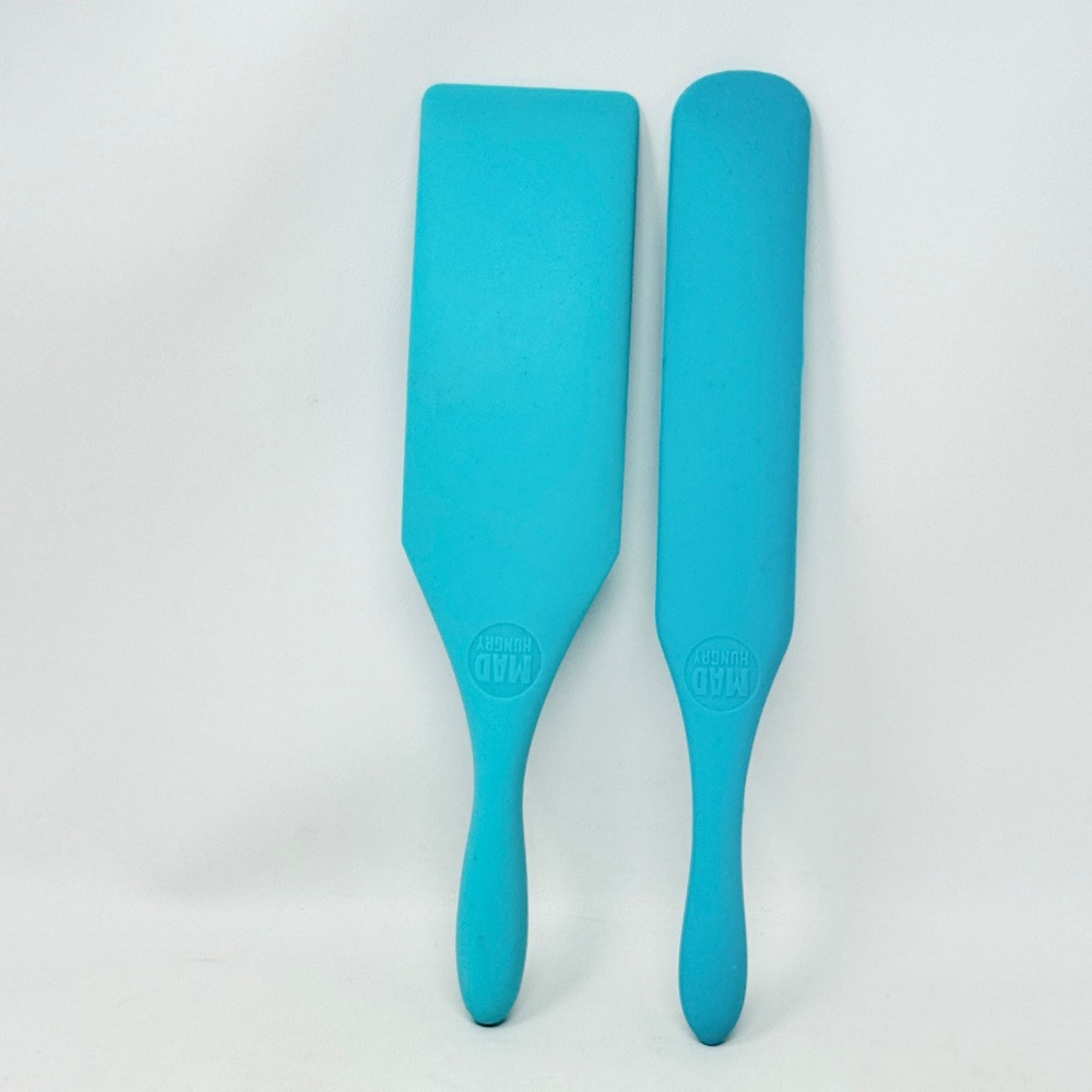 Mad Hungry Silicone Spurtle Spatula Scraper Aqua Turquoise 12.75" Set 2